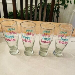 Happy Birthday Glass Tumblers- lot of 4/ 14.5 oz Multicolor Celebration Set